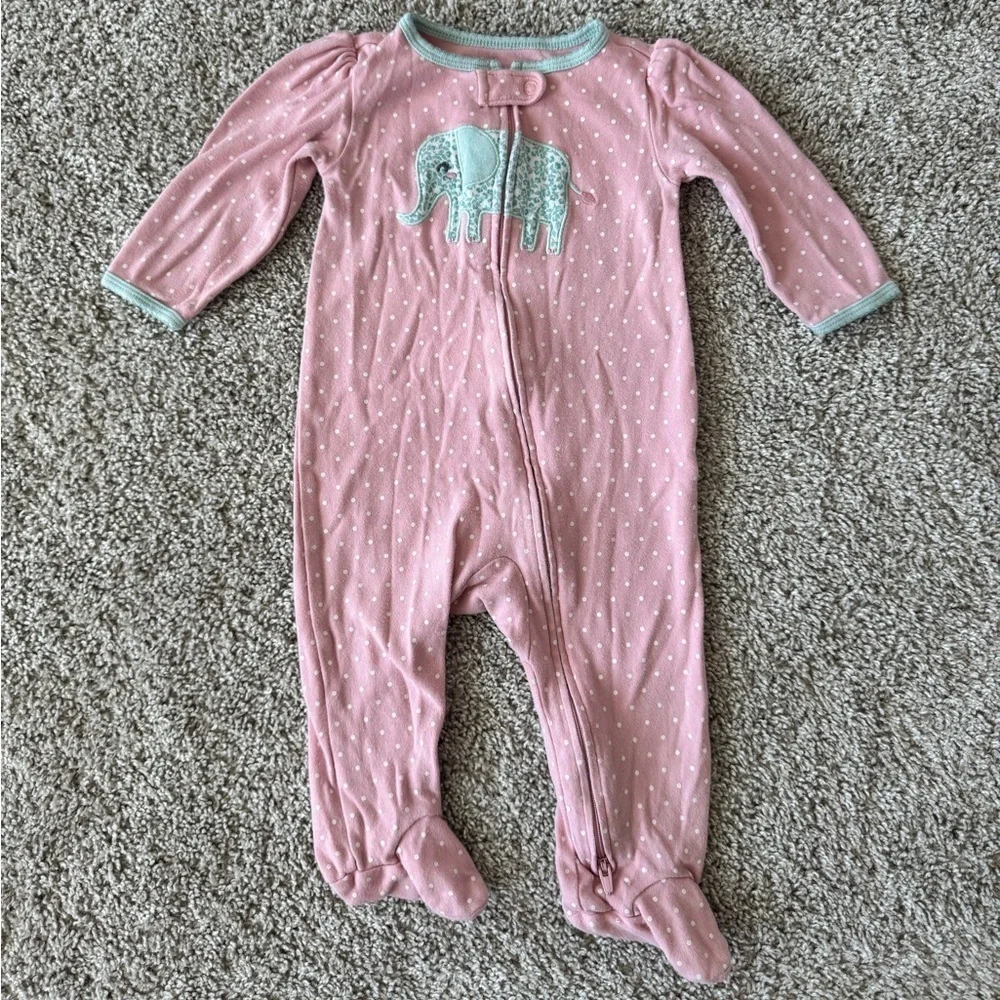 Baby Girl Carter's Elephant 2-Way Zip Sleep & Play Size 9 months